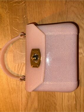 Pink Glitter Top-Handle Mini Bag with Gold Hardware